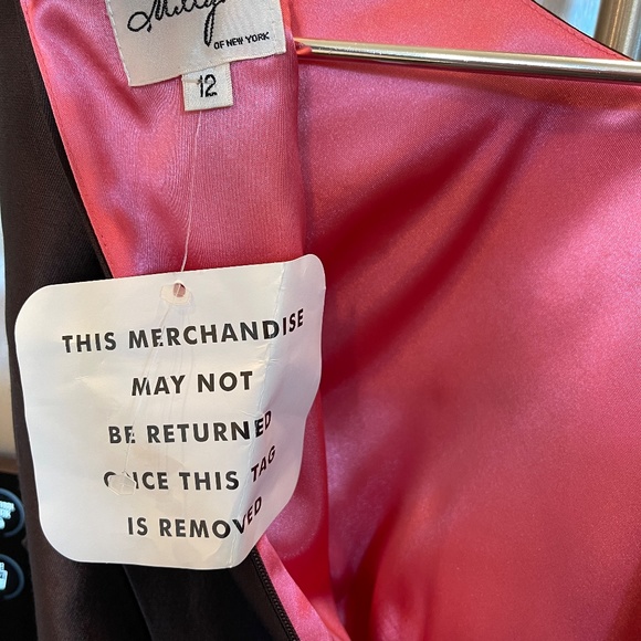 Milly Embellished Collar Brown and Pink Sleeveless Dress. Size 12 NWT - Picture 8 of 8